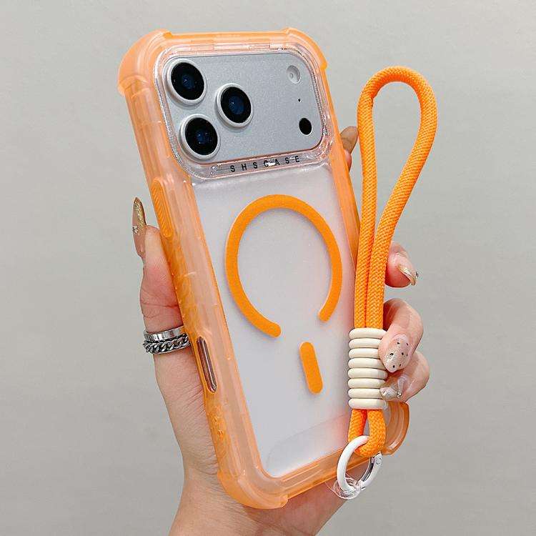 Transparent Matte TPU Hybrid PC 3-in-1 MagSafe Phone Case with Wrist Strap, For iPhone 17 Pro Max...