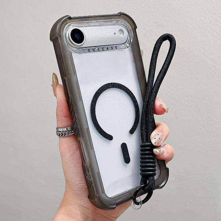 Transparent Matte TPU Hybrid PC 3-in-1 MagSafe Phone Case with Wrist Strap, For iPhone 17 Pro Max...