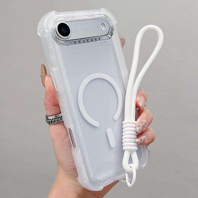 Transparent Matte TPU Hybrid PC 3-in-1 MagSafe Phone Case with Wrist Strap, For iPhone 17 Pro Max...