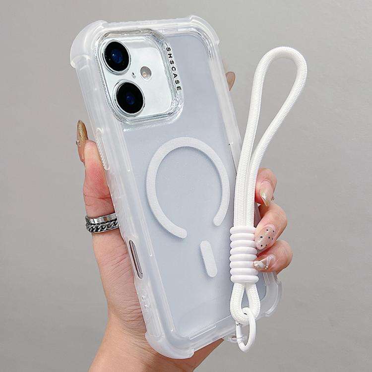 Transparent Matte TPU Hybrid PC 3-in-1 MagSafe Phone Case with Wrist Strap, For iPhone 17 Pro Max...