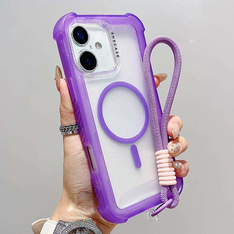 Transparent Matte TPU Hybrid PC 3-in-1 MagSafe Phone Case with Wrist Strap, For iPhone 17 Pro Max...