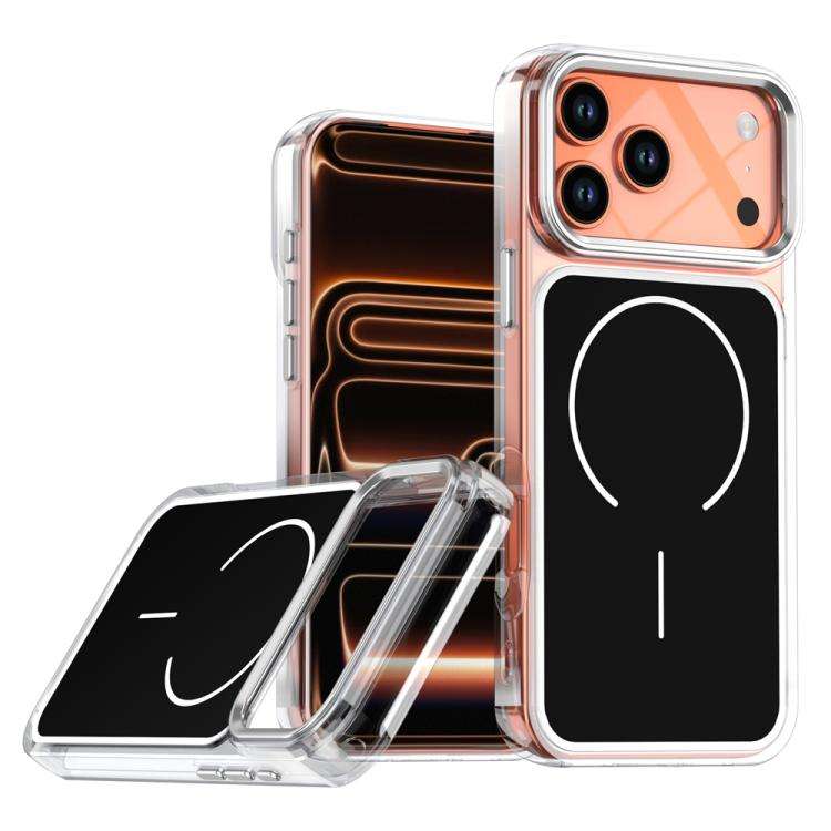 Electroplated Dual Color PC Hybrid TPU Soft Frame MagSafe Phone Case, For iPhone 18 Pro / 17 Pro,...