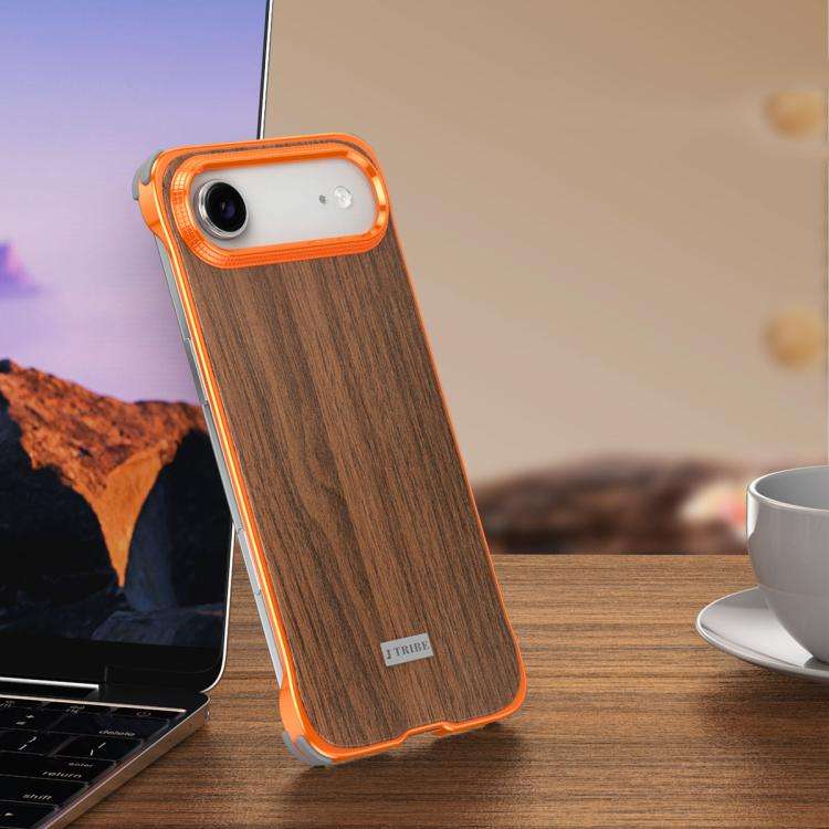 J TRIBE Metal Frameless Wood Texture MagSafe Phone Case, For iPhone 18 Pro / 17 Pro, For iPhone 1...