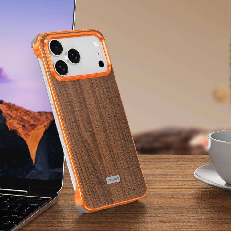 J TRIBE Metal Frameless Wood Texture MagSafe Phone Case, For iPhone 18 Pro / 17 Pro, For iPhone 1...