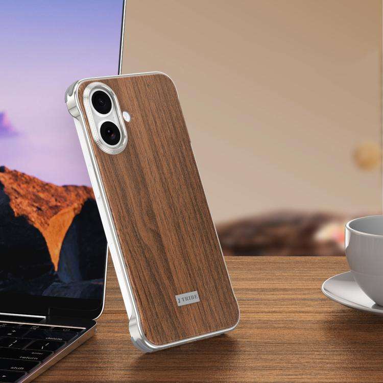 J TRIBE Metal Frameless Wood Texture MagSafe Phone Case, For iPhone 18 Pro / 17 Pro, For iPhone 1...