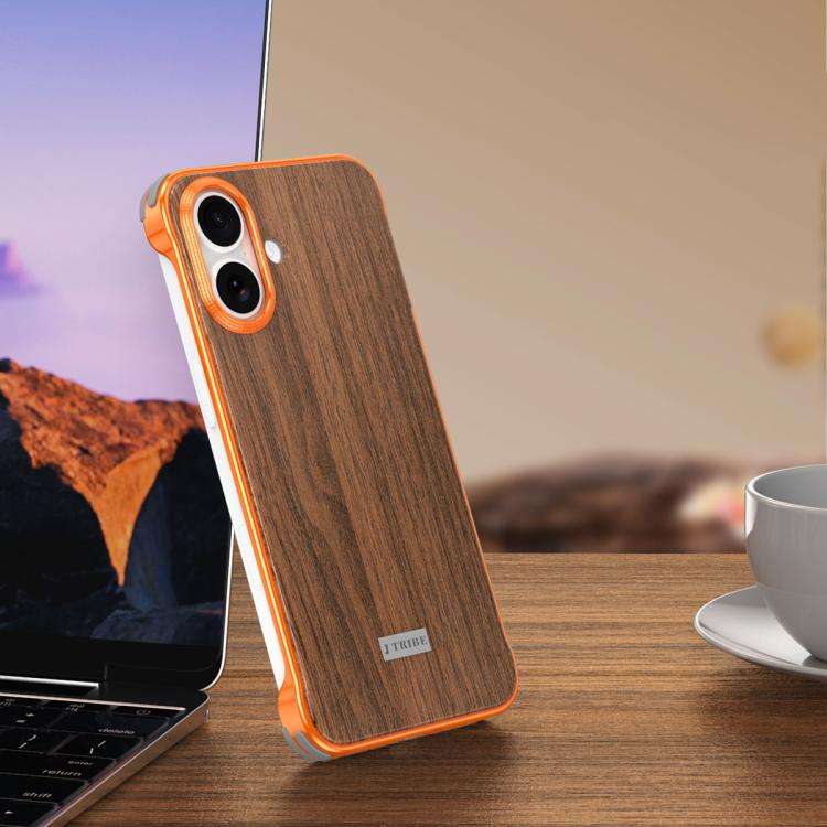 J TRIBE Metal Frameless Wood Texture MagSafe Phone Case, For iPhone 18 Pro / 17 Pro, For iPhone 1...