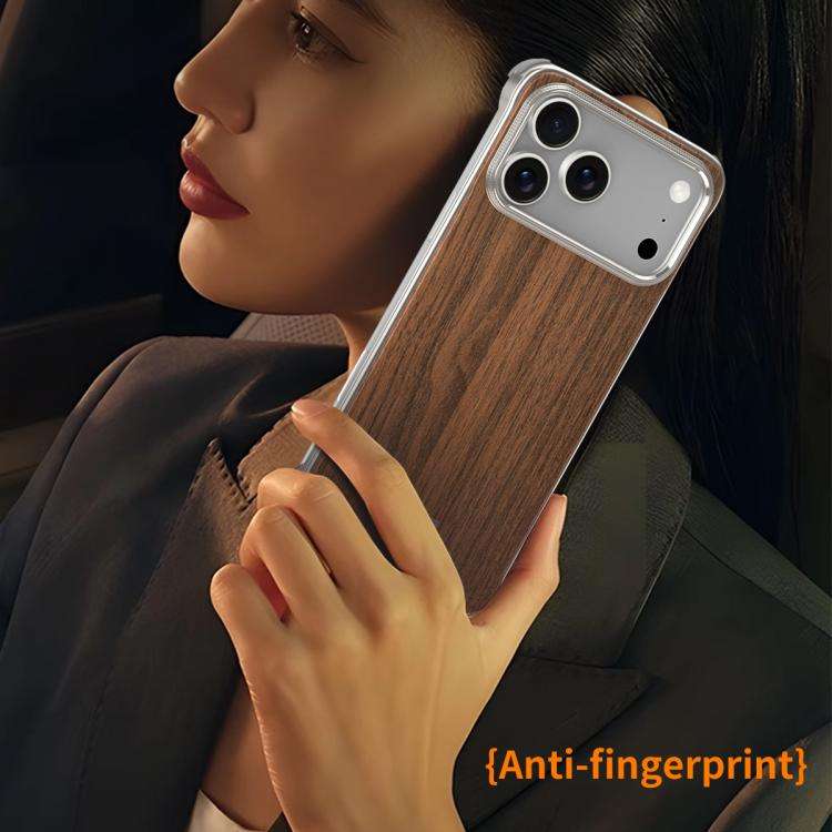 J TRIBE Metal Frameless Wood Texture MagSafe Phone Case, For iPhone 18 Pro / 17 Pro, For iPhone 1...