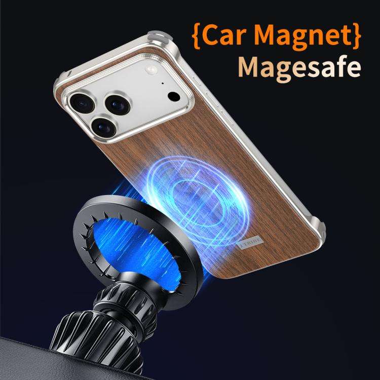 J TRIBE Metal Frameless Wood Texture MagSafe Phone Case, For iPhone 17 Pro Max, For iPhone 17 Pro...