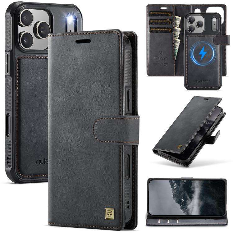 AutSpace A05 2 in 1 Retro Calf Texture MagSafe Magnetic Phone Case, For iPhone 17e / 16e, For iPh...