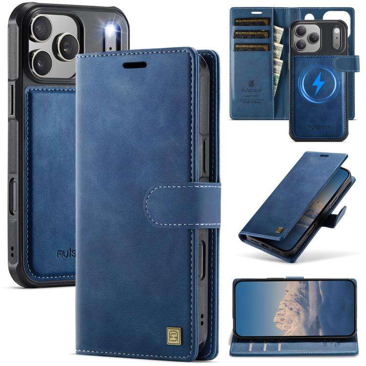 AutSpace A05 2 in 1 Retro Calf Texture MagSafe Magnetic Phone Case, For iPhone 17e / 16e, For iPh...