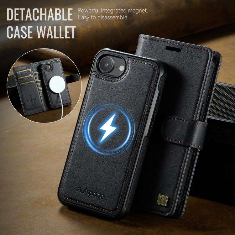 AutSpace A05 2 in 1 Retro Calf Texture MagSafe Magnetic Phone Case, For iPhone 17e / 16e, For iPh...