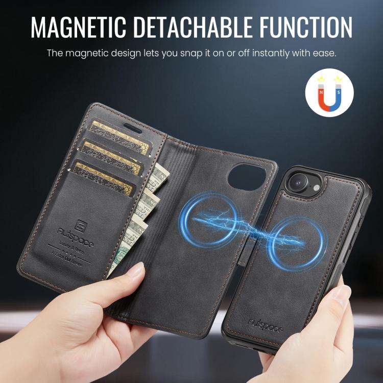 AutSpace A05 2 in 1 Retro Calf Texture MagSafe Magnetic Phone Case, For iPhone 17e / 16e, For iPh...