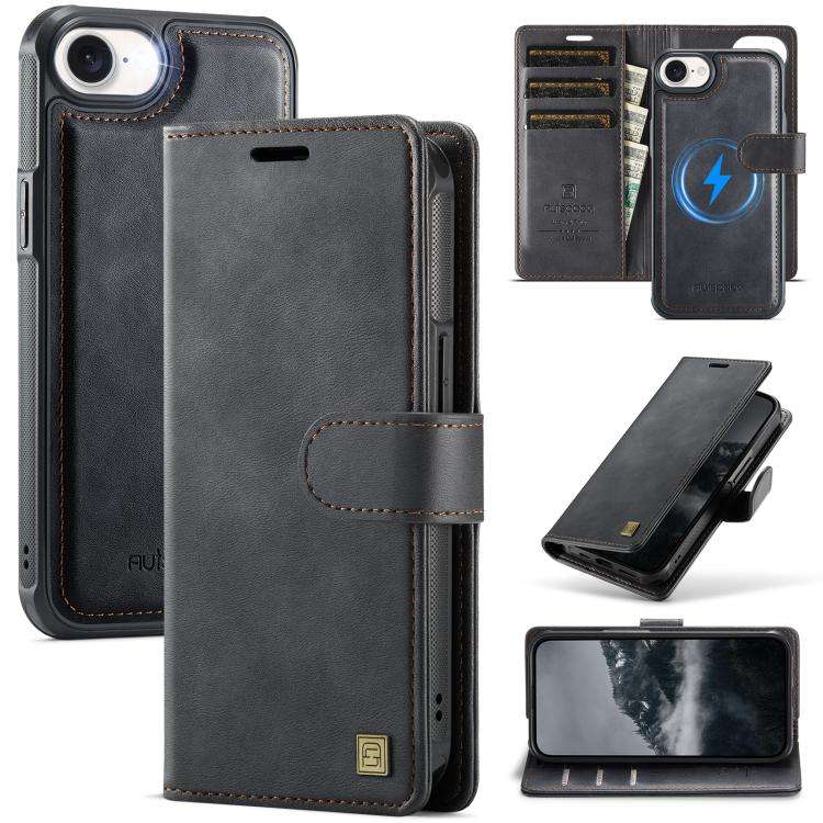 AutSpace A05 2 in 1 Retro Calf Texture MagSafe Magnetic Phone Case, For iPhone 17e / 16e, For iPh...