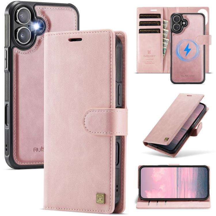 AutSpace A05 2 in 1 Retro Calf Texture MagSafe Magnetic Phone Case, For iPhone 17e / 16e, For iPh...