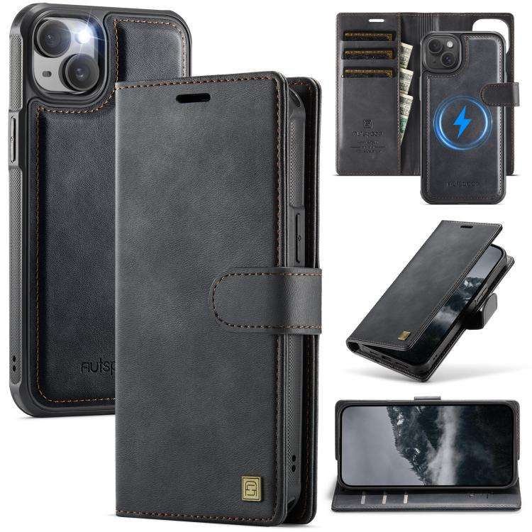 AutSpace A05 2 in 1 Retro Calf Texture MagSafe Magnetic Phone Case, For iPhone 17e / 16e, For iPh...