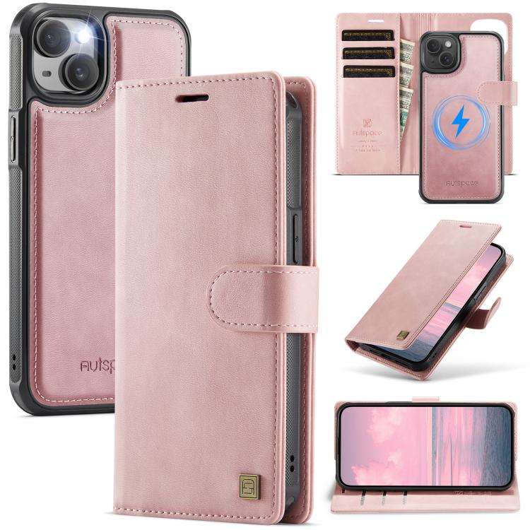 AutSpace A05 2 in 1 Retro Calf Texture MagSafe Magnetic Phone Case, For iPhone 17e / 16e, For iPh...
