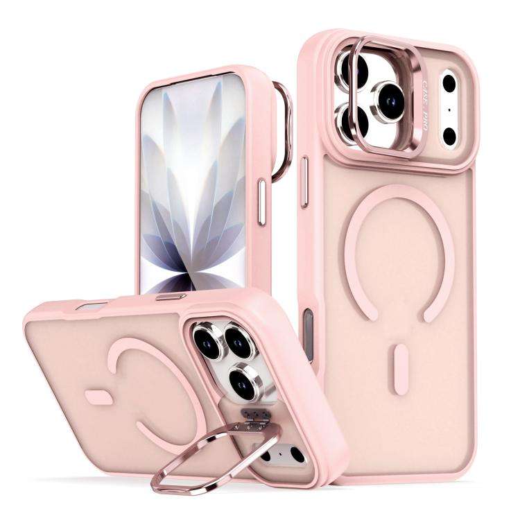 Bright Color Frosted Skin-feel Camera Bracket Magsafe Phone Case, For iPhone 18 Pro, For iPhone 1...