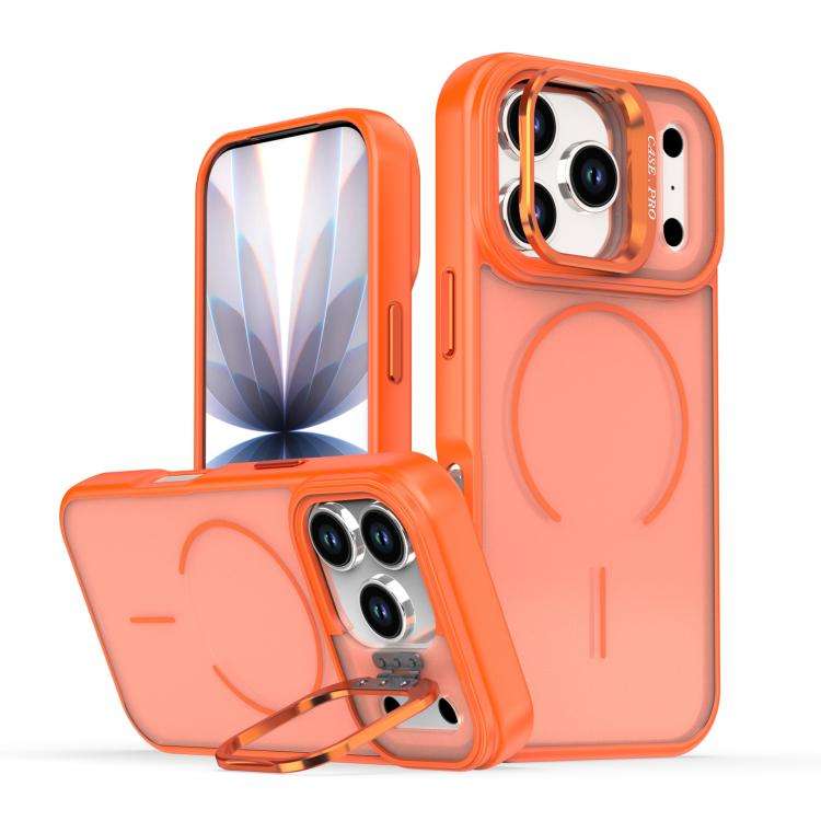 Bright Color Frosted Skin-feel Camera Bracket Magsafe Phone Case, For iPhone 18 Pro, For iPhone 1...