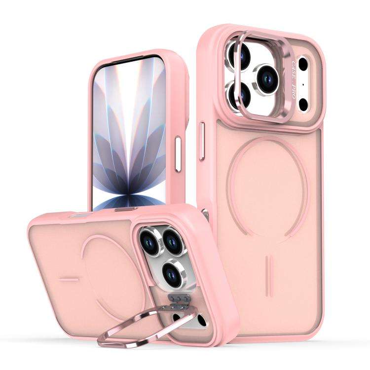 Bright Color Frosted Skin-feel Camera Bracket Magsafe Phone Case, For iPhone 18 Pro, For iPhone 1...