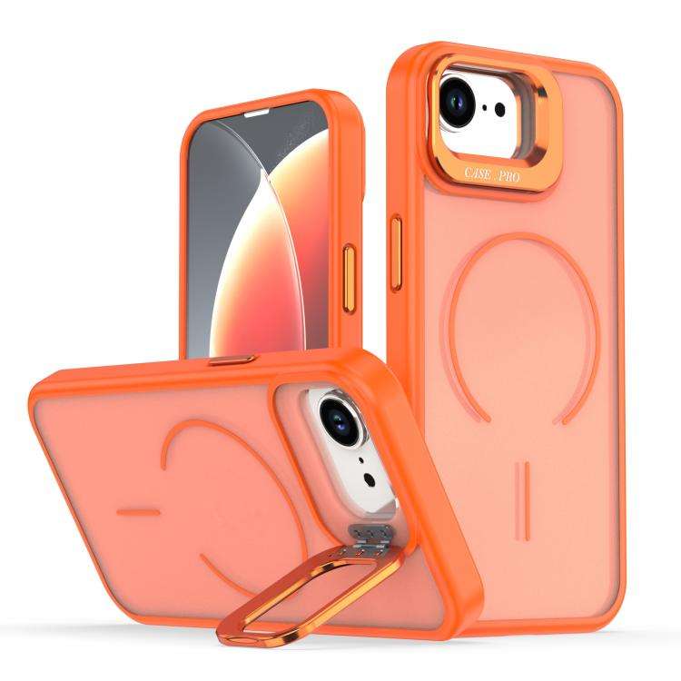 Bright Color Frosted Skin-feel Camera Bracket Magsafe Phone Case, For iPhone 18 Pro, For iPhone 1...