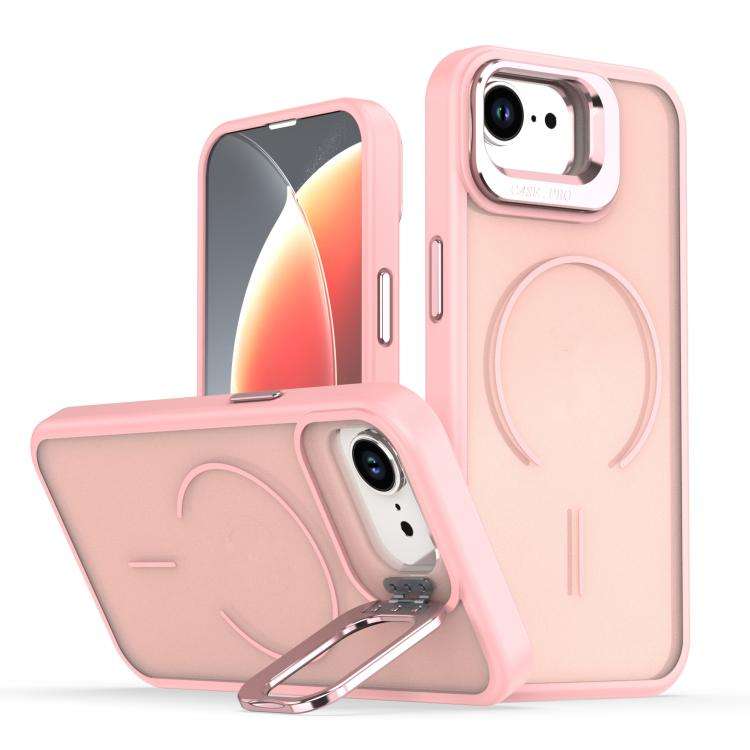 Bright Color Frosted Skin-feel Camera Bracket Magsafe Phone Case, For iPhone 18 Pro, For iPhone 1...