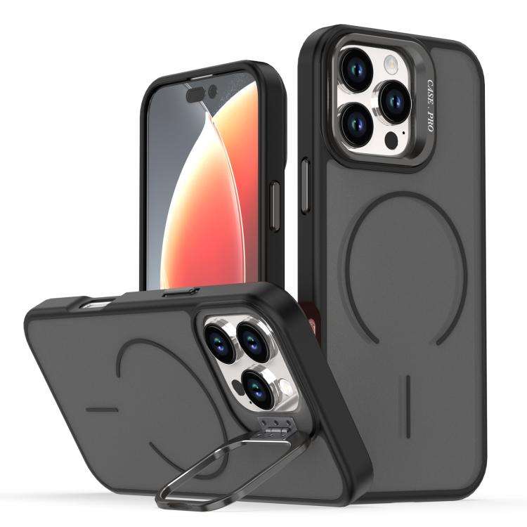 Bright Color Frosted Skin-feel Camera Bracket Magsafe Phone Case, For iPhone 18 Pro, For iPhone 1...