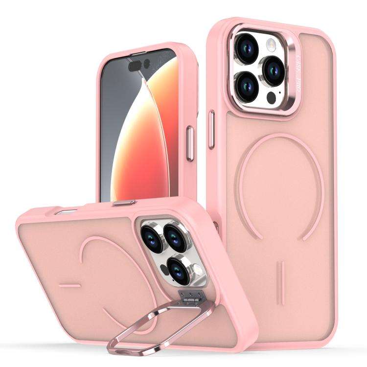 Bright Color Frosted Skin-feel Camera Bracket Magsafe Phone Case, For iPhone 18 Pro, For iPhone 1...