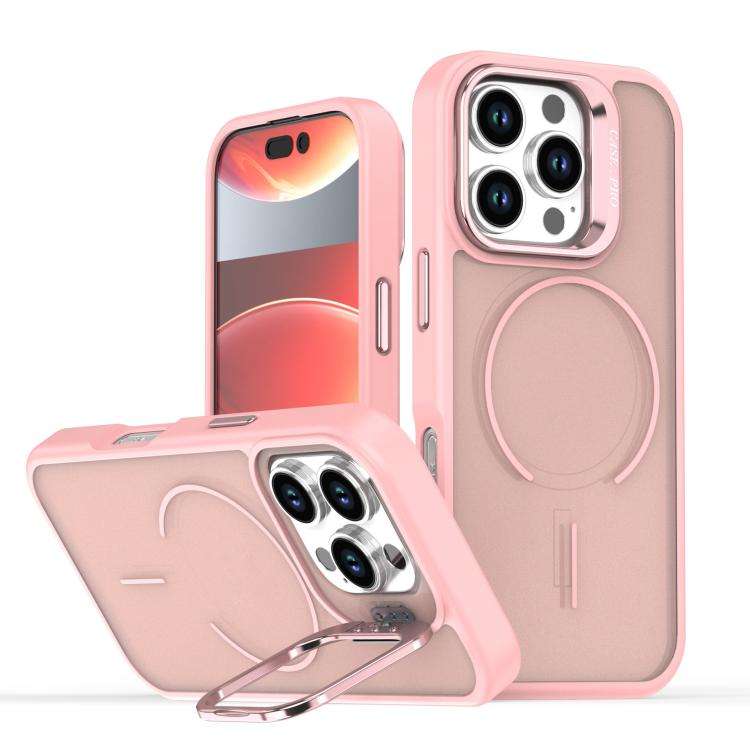 Bright Color Frosted Skin-feel Camera Bracket Magsafe Phone Case, For iPhone 18 Pro, For iPhone 1...