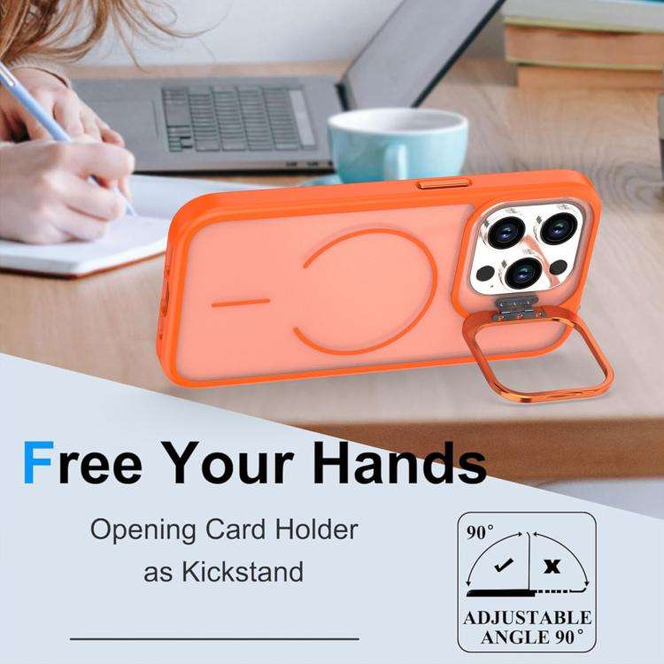 Bright Color Frosted Skin-feel Camera Bracket Magsafe Phone Case, For iPhone 14 Pro Max, For iPho...