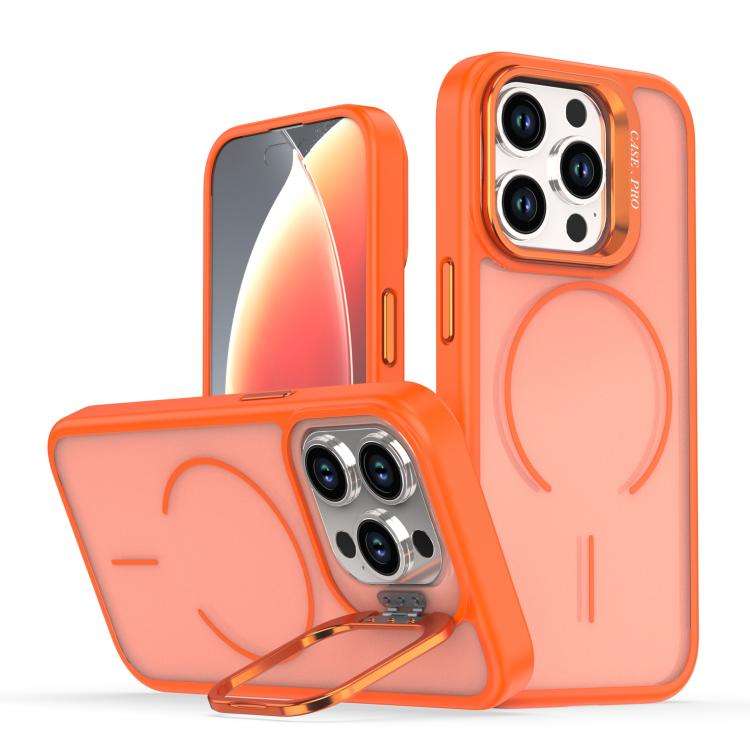 Bright Color Frosted Skin-feel Camera Bracket Magsafe Phone Case, For iPhone 14 Pro Max, For iPho...