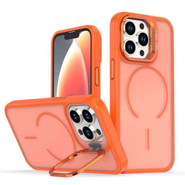 Bright Color Frosted Skin-feel Camera Bracket Magsafe Phone Case, For iPhone 14 Pro Max, For iPho...