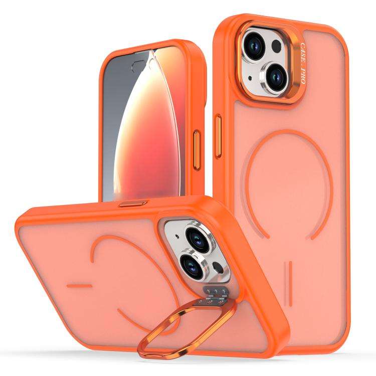 Bright Color Frosted Skin-feel Camera Bracket Magsafe Phone Case, For iPhone 14 Pro Max, For iPho...