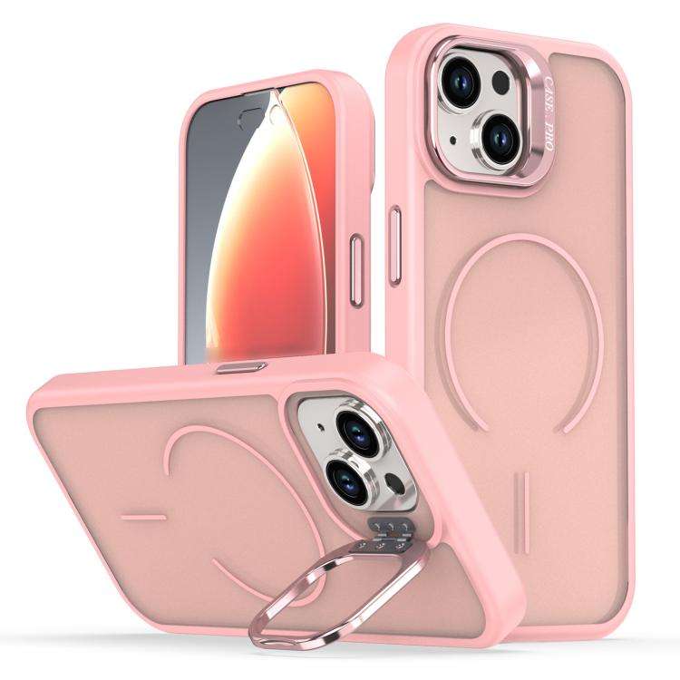 Bright Color Frosted Skin-feel Camera Bracket Magsafe Phone Case, For iPhone 14 Pro Max, For iPho...