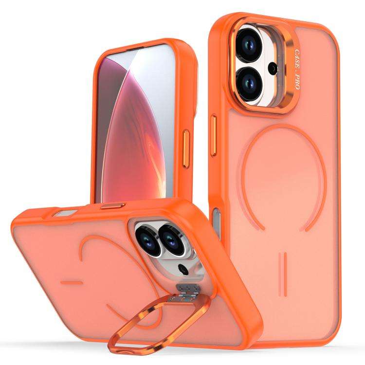 Bright Color Frosted Skin-feel Camera Bracket Magsafe Phone Case, For iPhone 18 Pro, For iPhone 1...