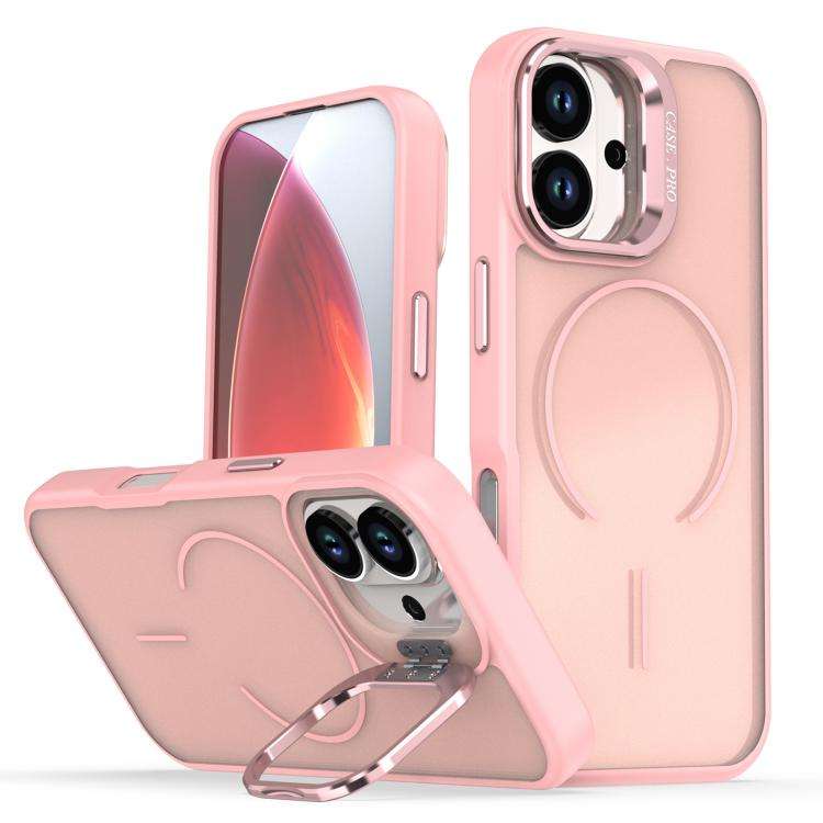 Bright Color Frosted Skin-feel Camera Bracket Magsafe Phone Case, For iPhone 18 Pro, For iPhone 1...