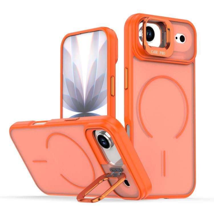 Bright Color Frosted Skin-feel Camera Bracket Magsafe Phone Case, For iPhone 18 Pro, For iPhone 1...