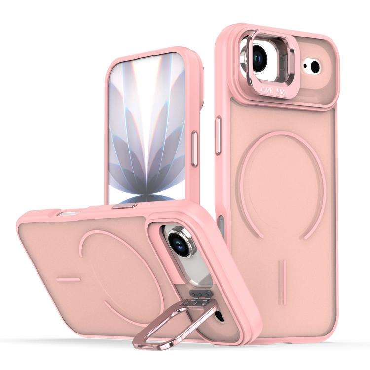 Bright Color Frosted Skin-feel Camera Bracket Magsafe Phone Case, For iPhone 18 Pro, For iPhone 1...