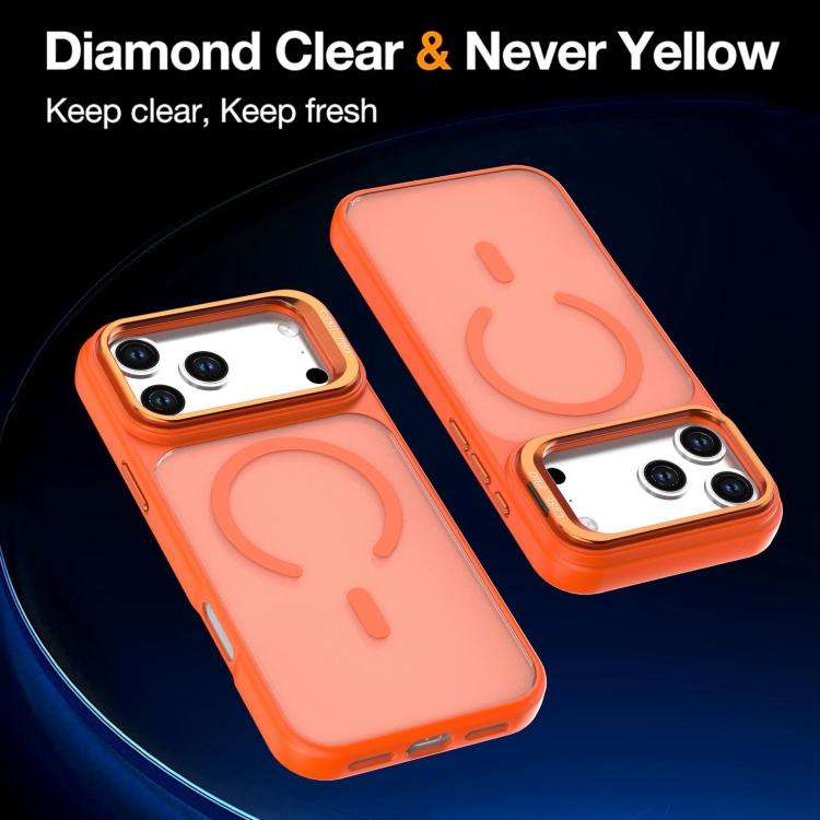 Bright Color Frosted Skin-feel Camera Bracket Magsafe Phone Case, For iPhone 18 Pro, For iPhone 1...