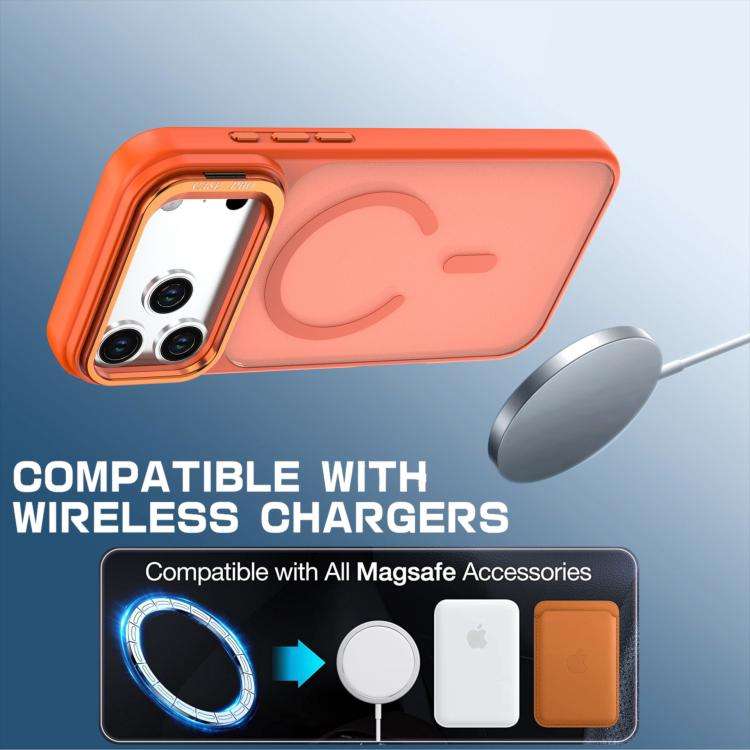 Bright Color Frosted Skin-feel Camera Bracket Magsafe Phone Case, For iPhone 18 Pro, For iPhone 1...