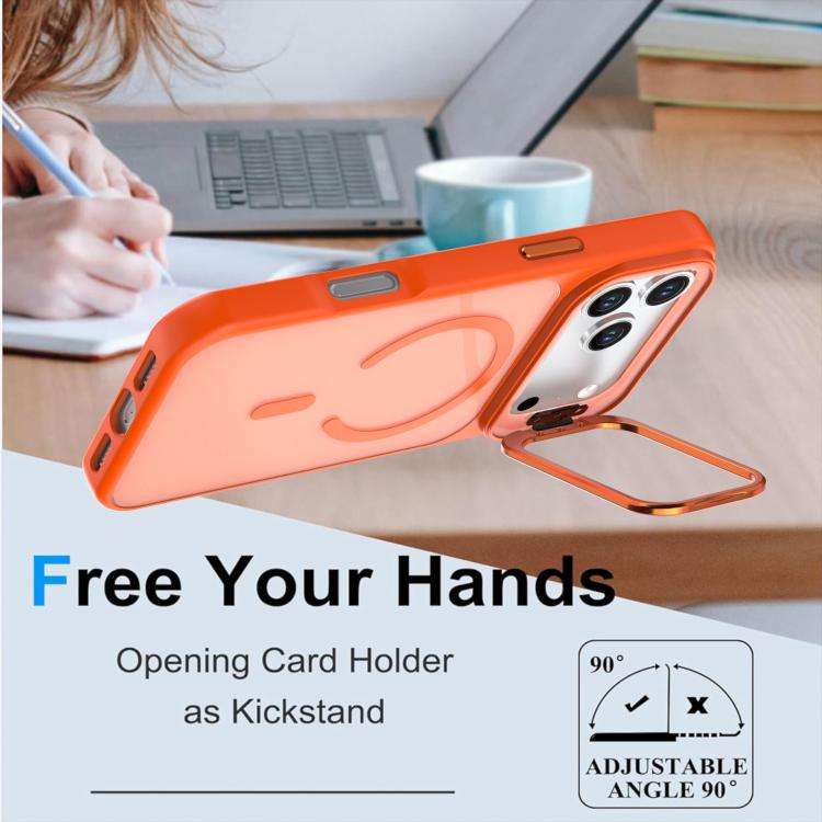 Bright Color Frosted Skin-feel Camera Bracket Magsafe Phone Case, For iPhone 18 Pro, For iPhone 1...