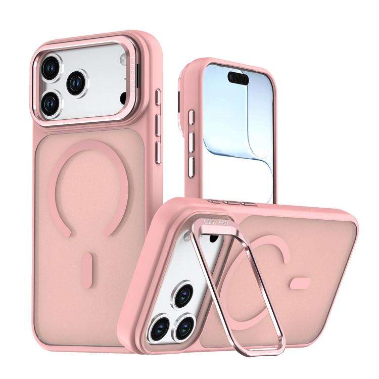 Bright Color Frosted Skin-feel Camera Bracket Magsafe Phone Case, For iPhone 18 Pro, For iPhone 1...