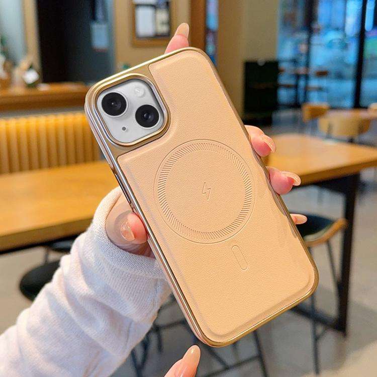 Electroplated PC Side Vegan Leather-Texture MagSafe Phone Case, For iPhone 17 Pro Max, For iPhone...