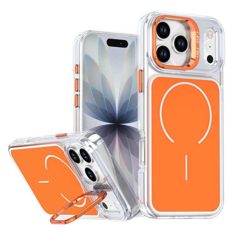 Bright Color Blocking Camera Bracket Magnetic Phone Case, For iPhone 18 Pro, For iPhone 18 Pro Ma...