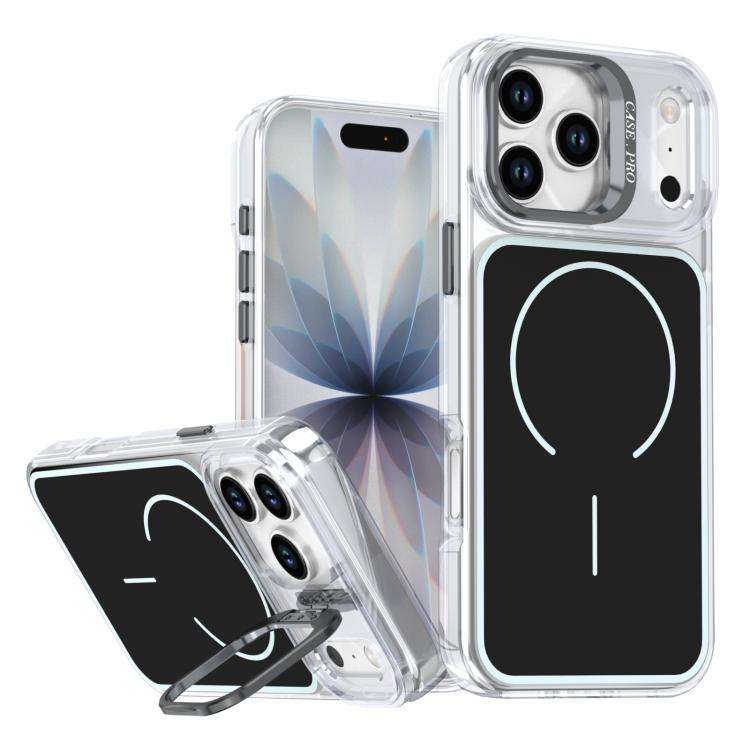 Bright Color Blocking Camera Bracket Magnetic Phone Case, For iPhone 18 Pro, For iPhone 18 Pro Ma...