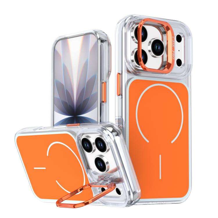 Bright Color Blocking Camera Bracket Magnetic Phone Case, For iPhone 18 Pro, For iPhone 18 Pro Ma...