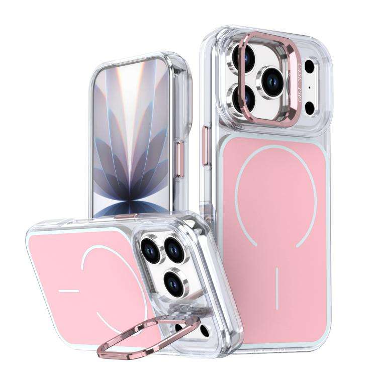 Bright Color Blocking Camera Bracket Magnetic Phone Case, For iPhone 18 Pro, For iPhone 18 Pro Ma...