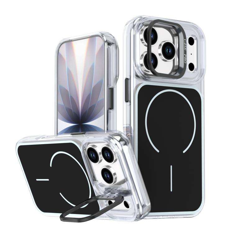 Bright Color Blocking Camera Bracket Magnetic Phone Case, For iPhone 18 Pro, For iPhone 18 Pro Ma...