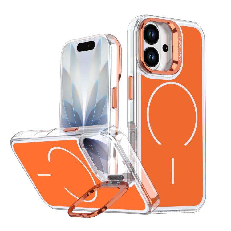 Bright Color Blocking Camera Bracket Magnetic Phone Case, For iPhone 18 Pro, For iPhone 18 Pro Ma...