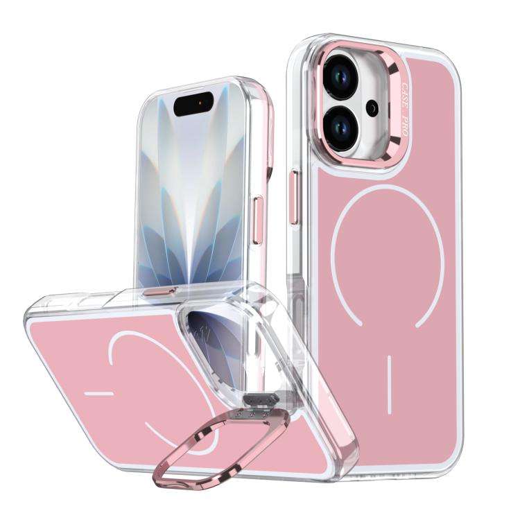 Bright Color Blocking Camera Bracket Magnetic Phone Case, For iPhone 18 Pro, For iPhone 18 Pro Ma...