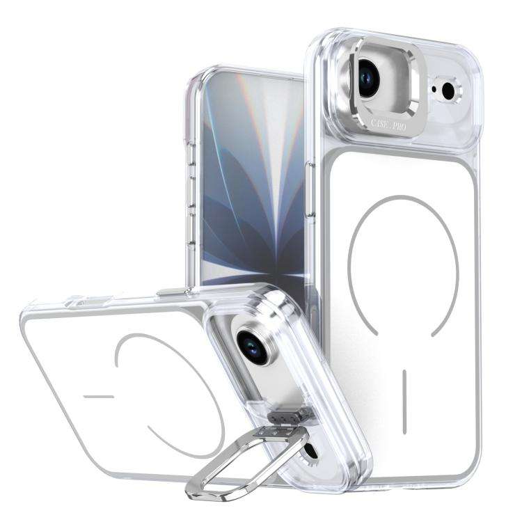 Bright Color Blocking Camera Bracket Magnetic Phone Case, For iPhone 18 Pro, For iPhone 18 Pro Ma...